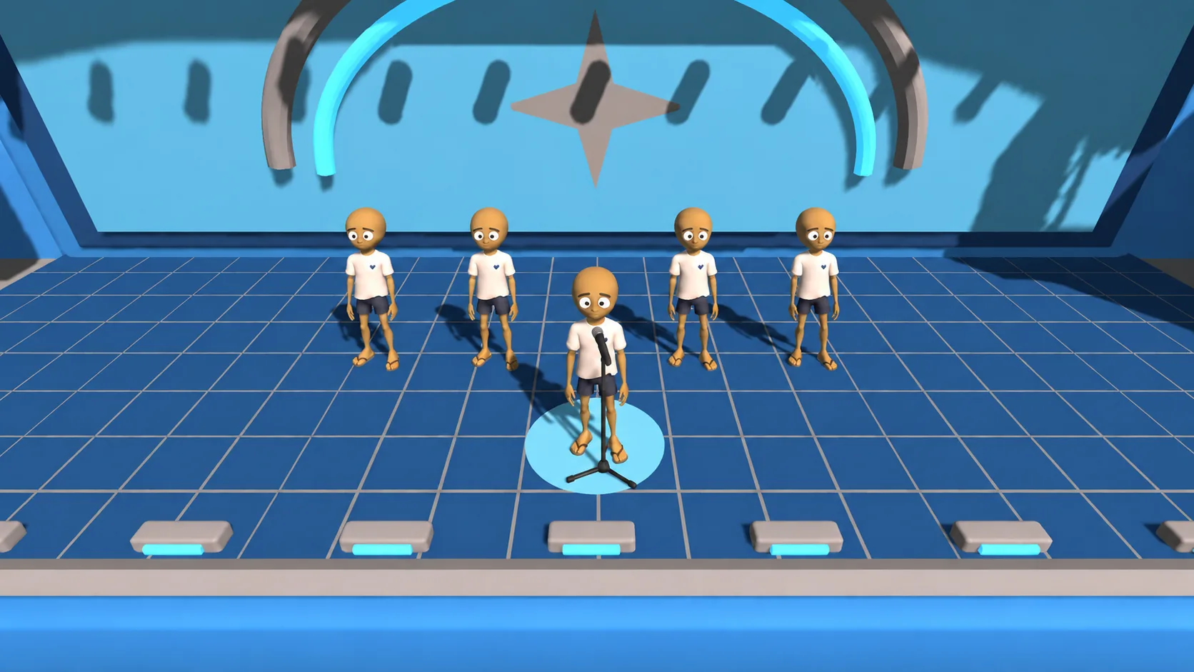 A Mimic Me player performing at the microphone